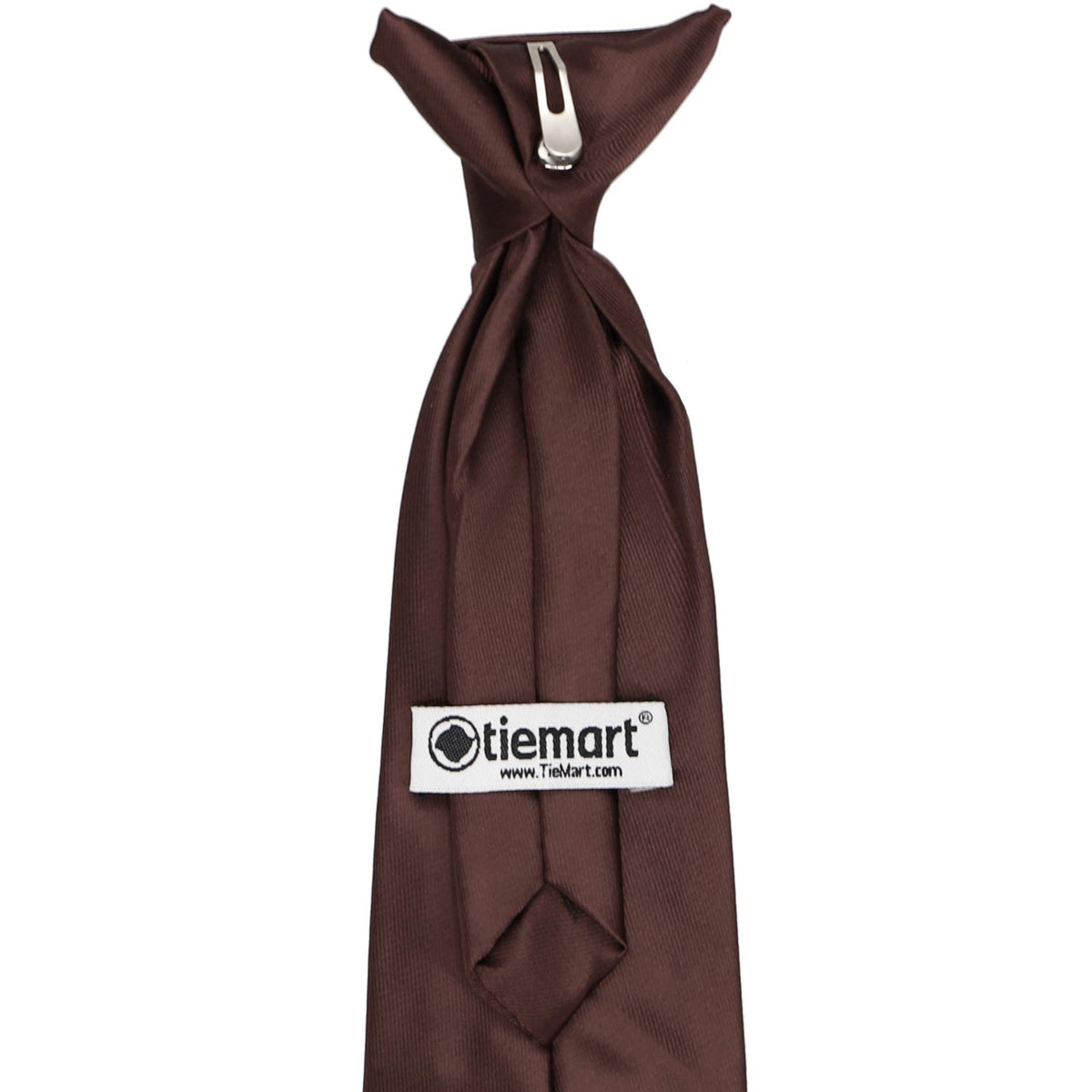 Boys Brown Solid Color Clip On Ties Shop At Tiemart Tiemart Inc 2428