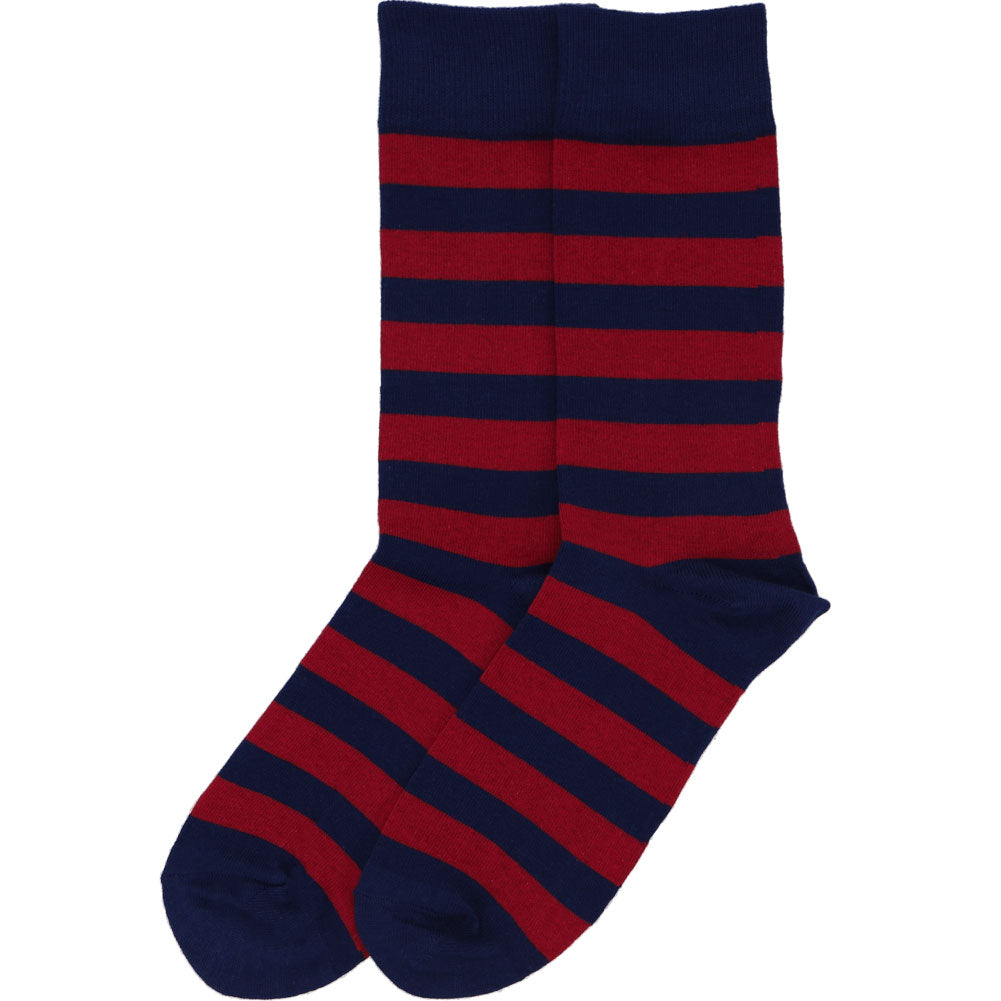 Men's Navy Blue and Orange Striped Socks