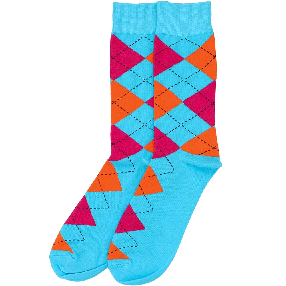 TieMart Turquoise and Navy Blue Striped Socks