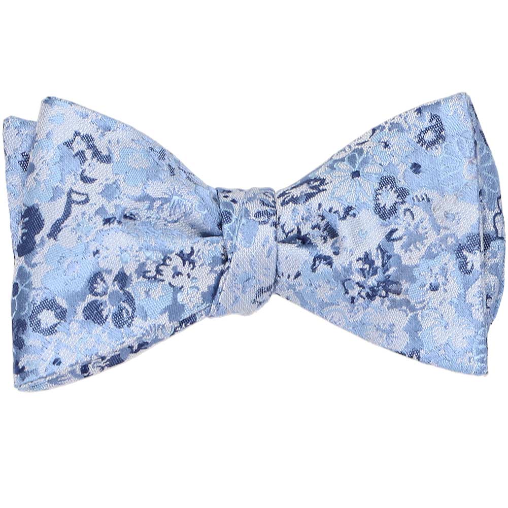 Cobalt Blue Flowered Bow Tie || 100% Cotton high quality | Self-Tie