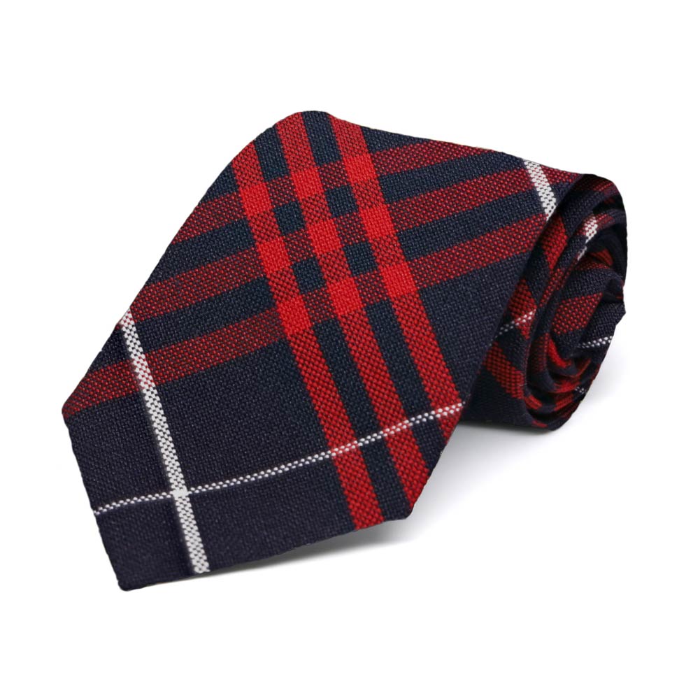 Boys' Red and Navy Blue Plaid School Uniform Tie Shop at TieMart