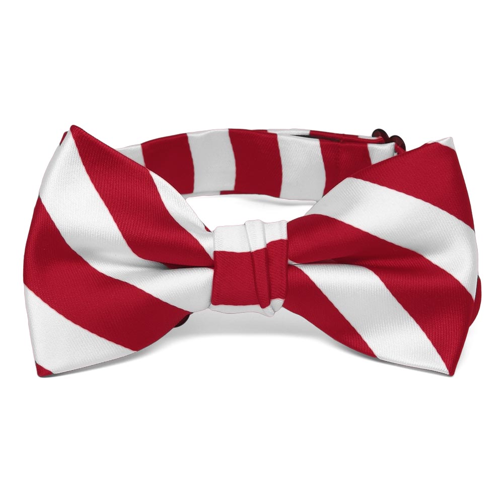 Boys Red And White Striped Bow Tie Shop At Tiemart Tiemart Inc 5399