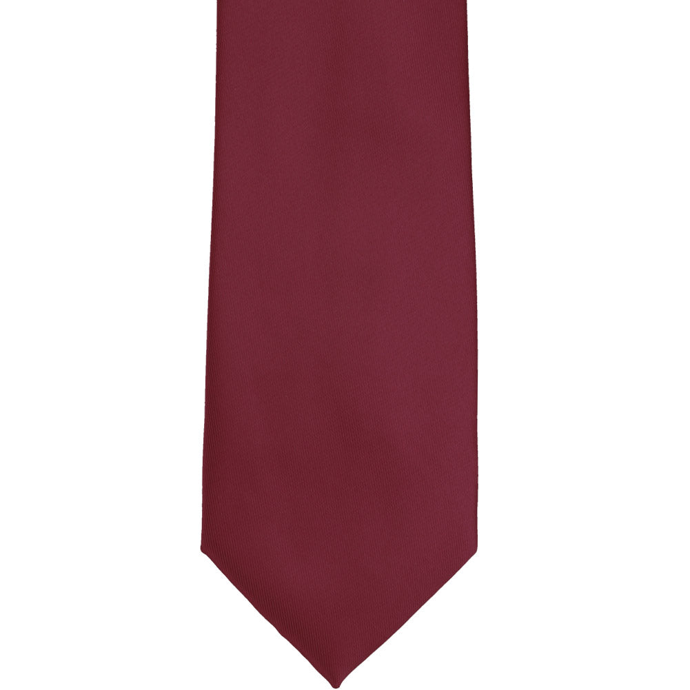 Burgundy Necktie. Solid Color Dark Red Satin Finish Tie, No Print Microfiber / Narrow