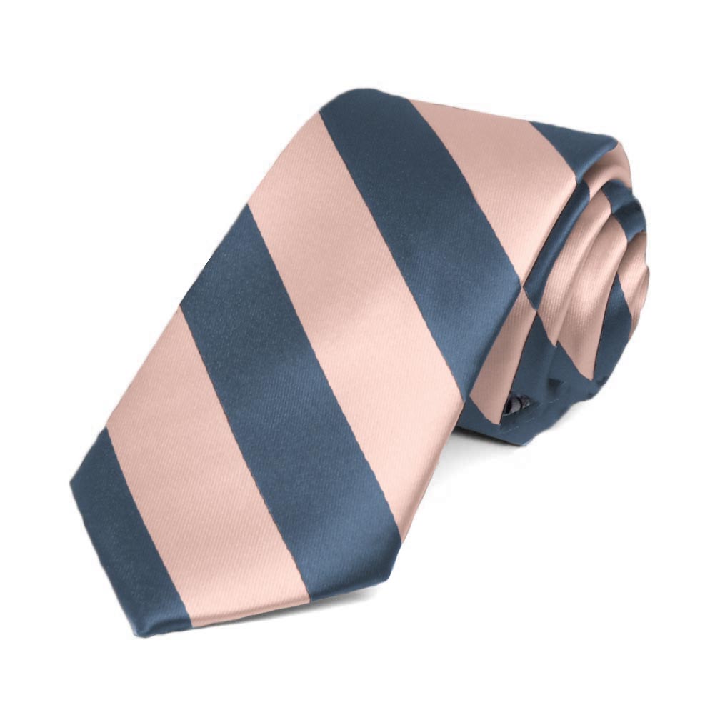 Dusty Blue And Petal Striped Slim Tie, 2.5" Width | Shop At TieMart ...