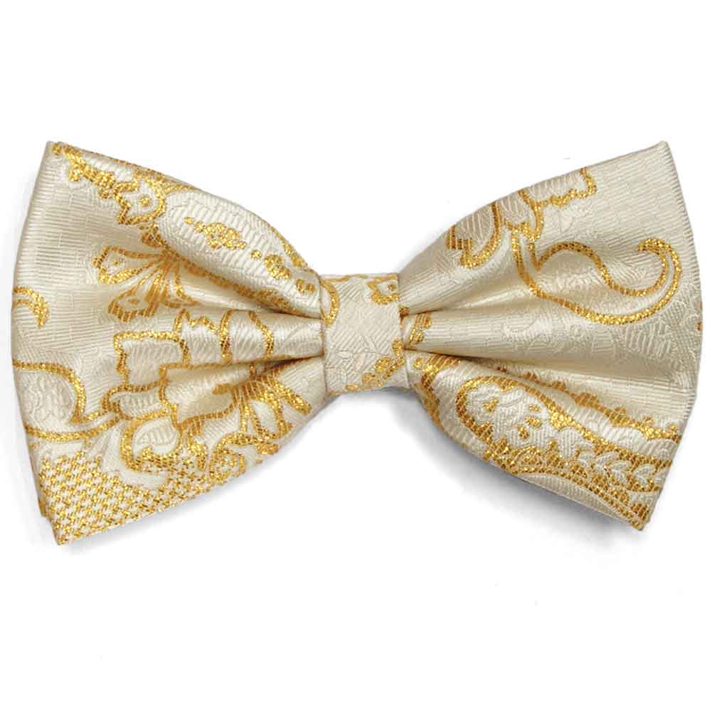 TieMart Gold Shiny Metallic Bow Tie