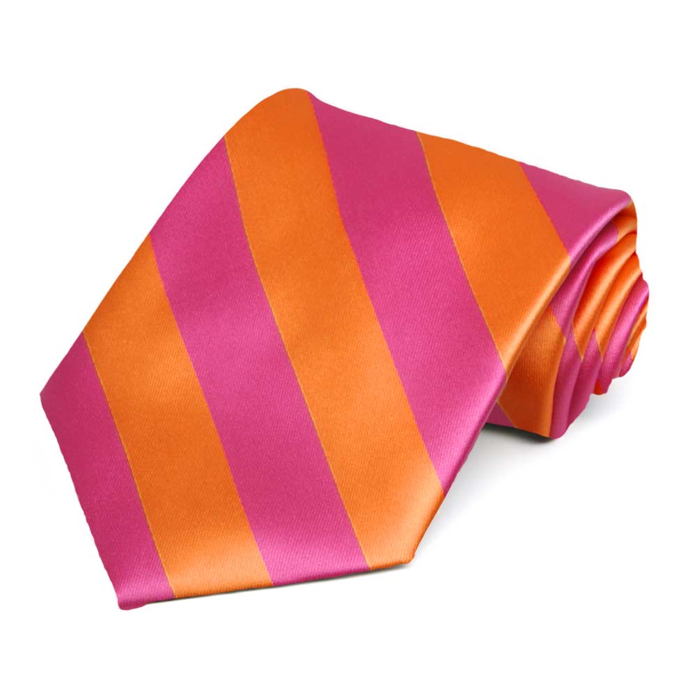 hot-pink-and-orange-striped-tie-shop-at-tiemart-tiemart-inc