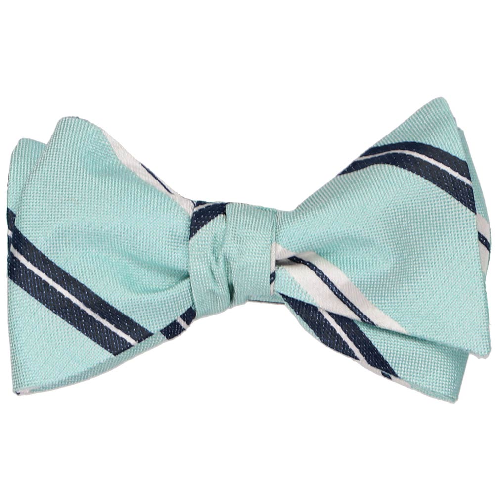 Light Pool Blue Striped Linen/Silk Self-Tie Bow Tie | Shop At TieMart ...