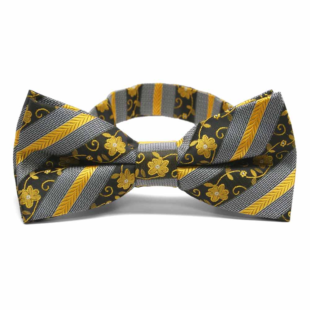 Marigold Floral Striped Band Collar Bow Tie Shop At Tiemart Tiemart Inc 1946