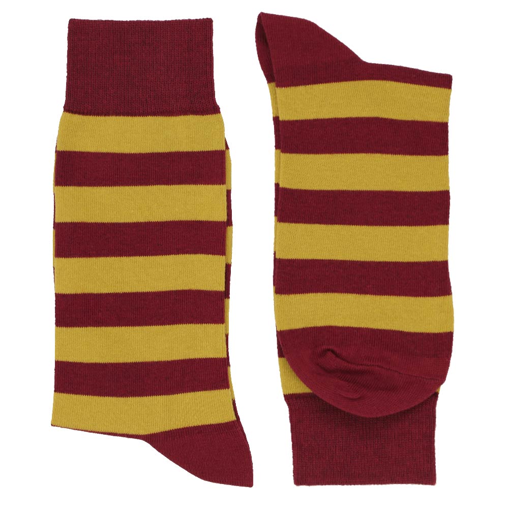 Maroon/Gold Striped Mens Socks