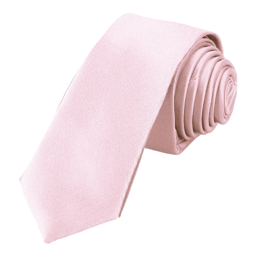 Peony Pink Skinny Solid Color Necktie, 2