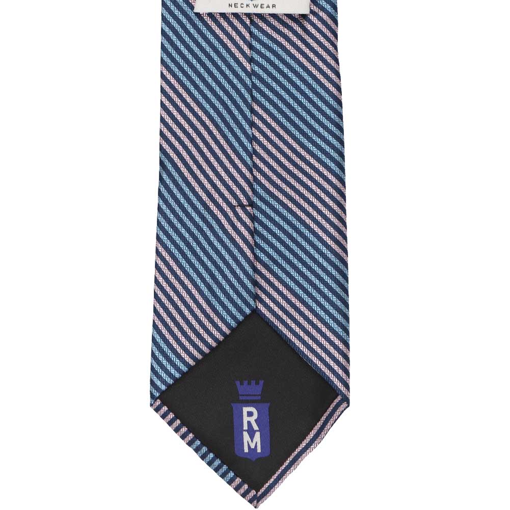 Navy Blue Tie with Narrow Pink Stripes 