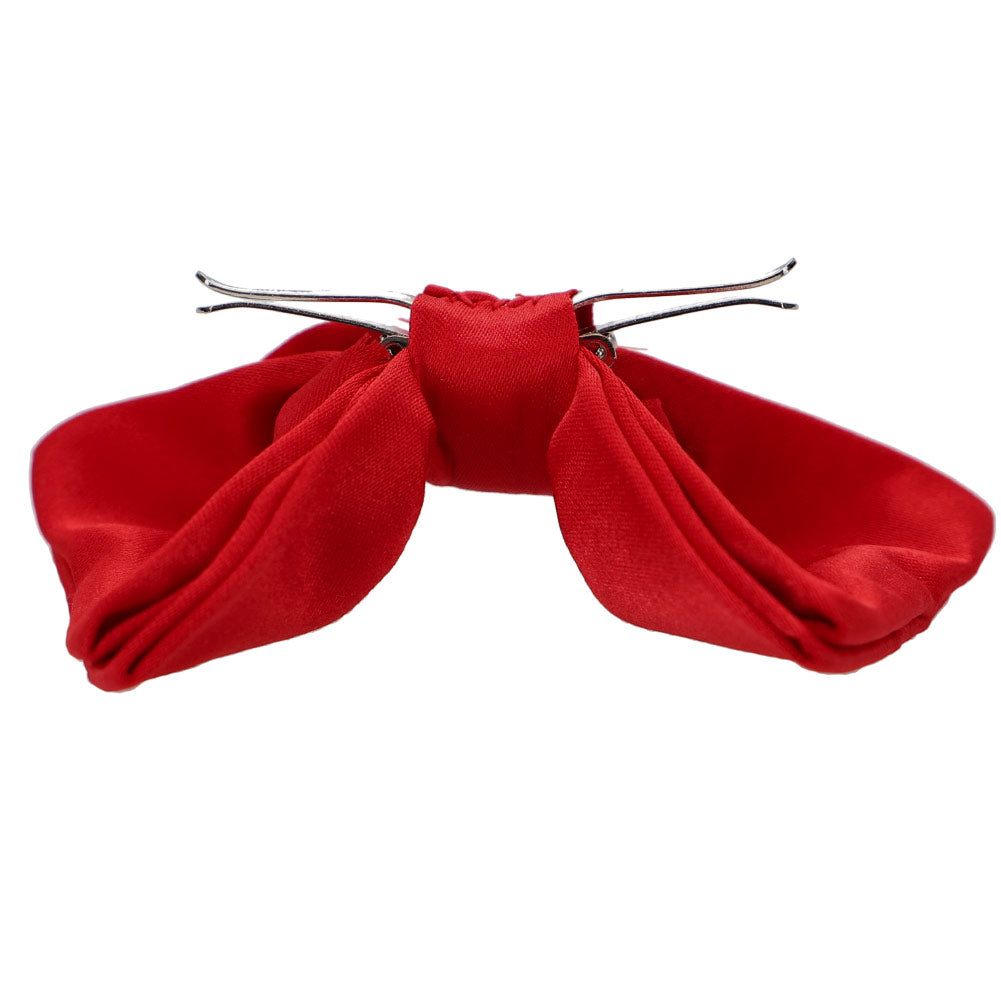 Big red velvet hair bow clip for women. Handmade hair bows for