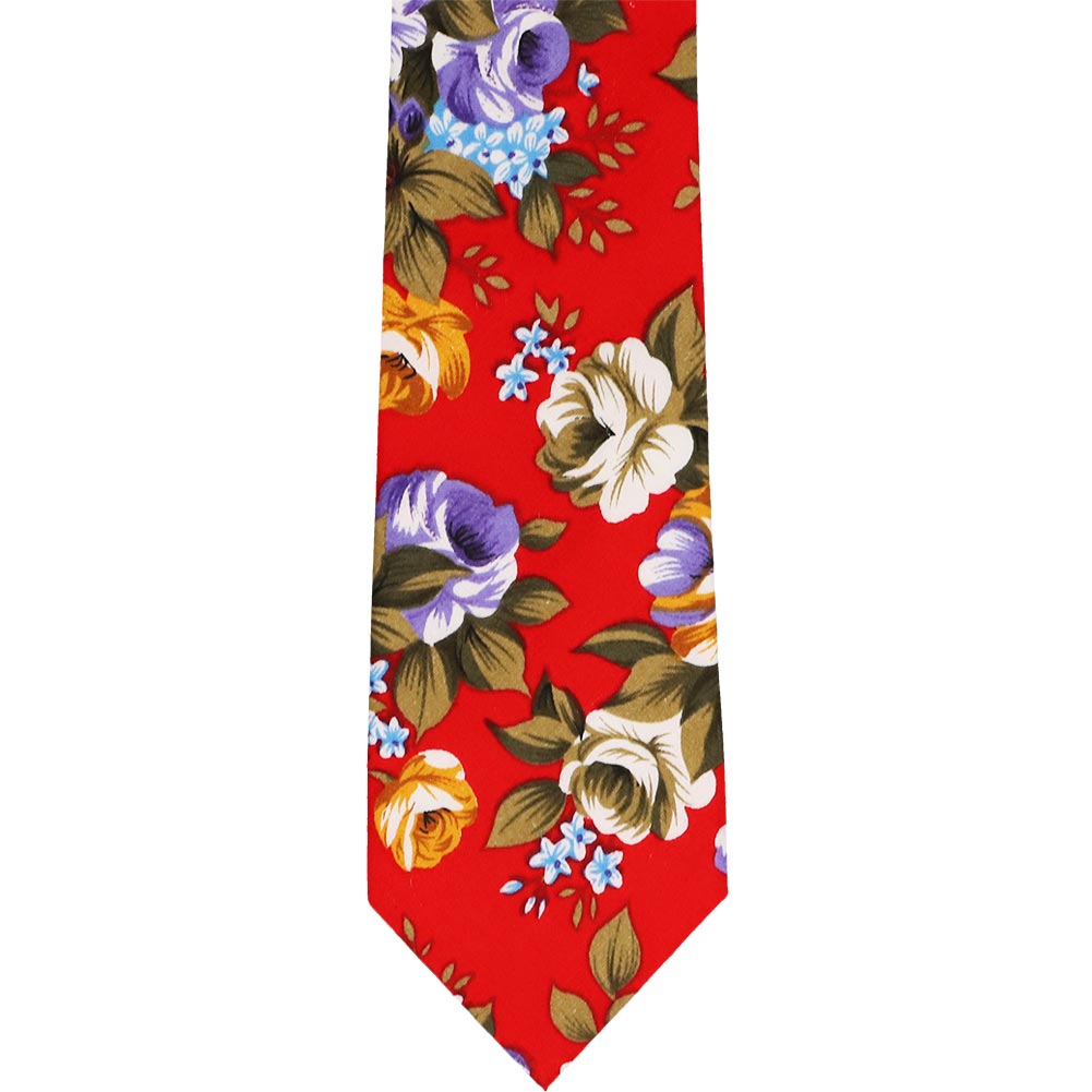 Red Cooper Floral Tie