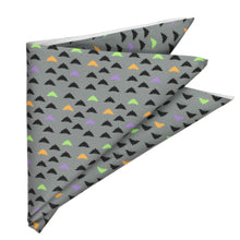 Load image into Gallery viewer, A folded Halloween bat themed pocket square