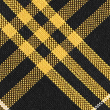 Load image into Gallery viewer, Closeup of black and gold plaid fabric