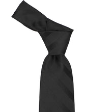 Load image into Gallery viewer, Knot on a black tone-on-tone striped tie