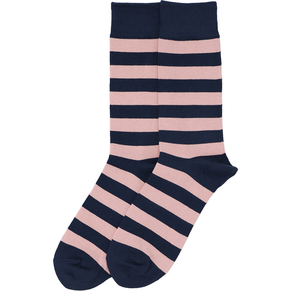 Men's Blush Pink and Navy Blue Striped Socks | Shop at TieMart ...