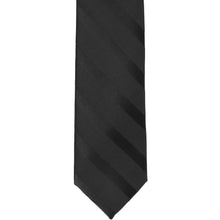 Load image into Gallery viewer, Flat view of a boys&#39; tone on tone striped black tie