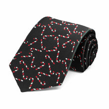 Load image into Gallery viewer, A boys-sized tie with scattered candy canes