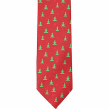 Load image into Gallery viewer, The front of a boys red and green Christmas tree tie