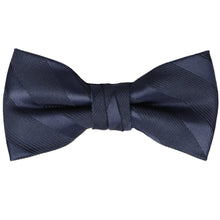 Load image into Gallery viewer, A boys&#39; navy blue bow tie with tone-on-tone textured stripes