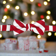 Load image into Gallery viewer, Boys&#39; Red and White Striped Bow Tie