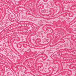 Closeup of bright fuchsia paisley pattern