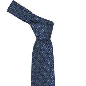 Knot on a brilliant blue square pattern tie