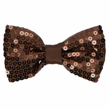 Load image into Gallery viewer, Brown Sequin Bow Tie