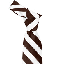 Load image into Gallery viewer, Knot on brown and white striped tie knot