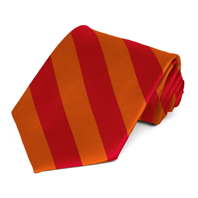 Red and burnt orange striped tie