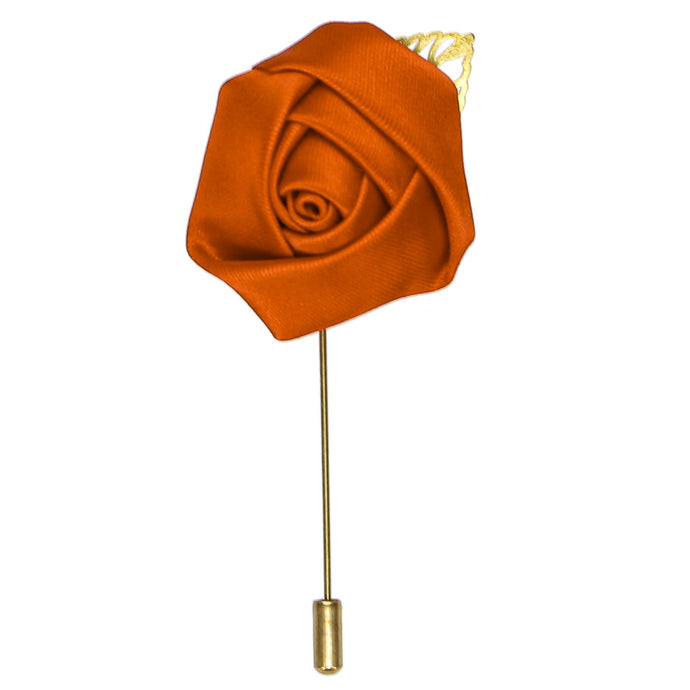 Burnt Orange Flower Lapel Pin