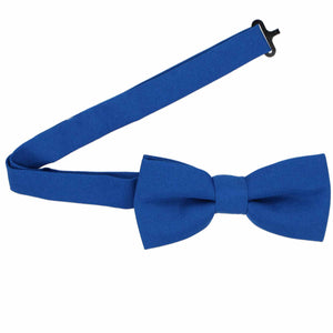 Open band collar on a cobalt blue matte bow tie