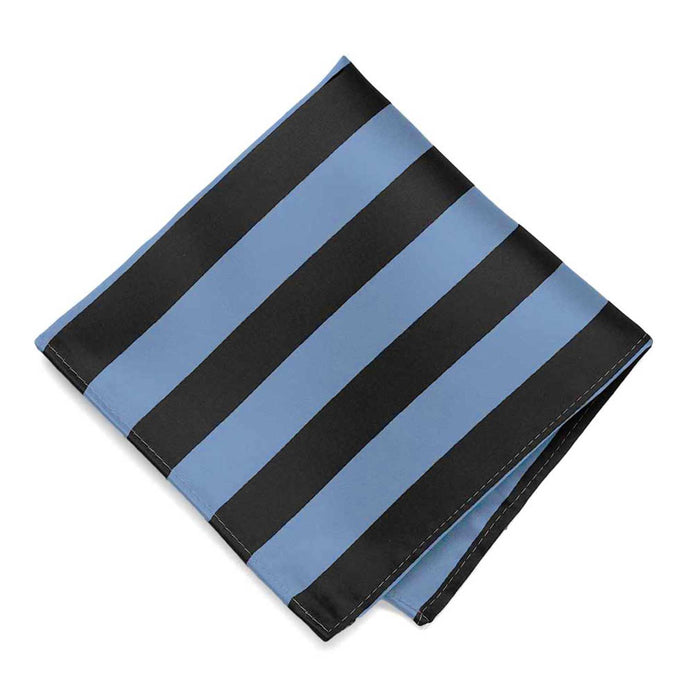 Cornflower and Black Striped Pocket Square  Edit alt text