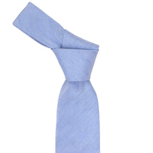 Load image into Gallery viewer, Knot on a cornflower narrow linen tie