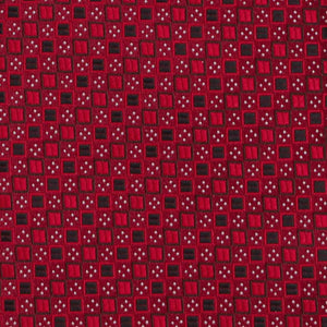 Closeup of crimson red square pattern fabric