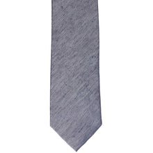 Load image into Gallery viewer, The front of a dark blue linen narrow tie