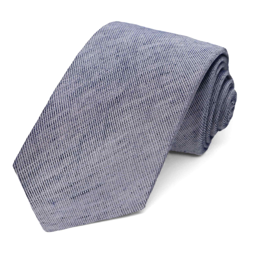 A dark blue linen narrow tie