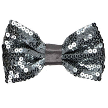 Load image into Gallery viewer, Dark Gray Sequin Bow Tie