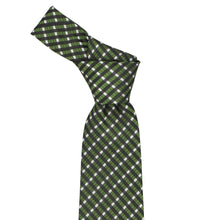 Load image into Gallery viewer, Knot on a dark green plaid tie