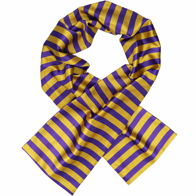 Dark purple and gold striped scarf