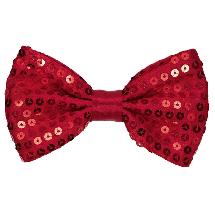 Dark Red Sequin Bow Tie