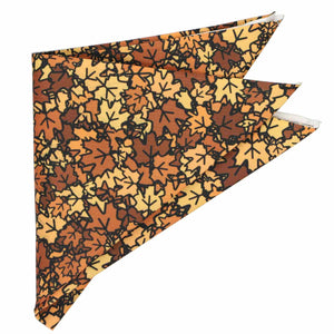 A folded pocket square in a fall leaf pattern