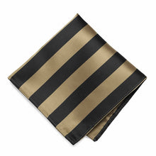 Load image into Gallery viewer, A golden champagne and black striped pocket square