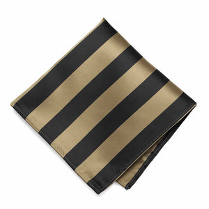 A golden champagne and black striped pocket square