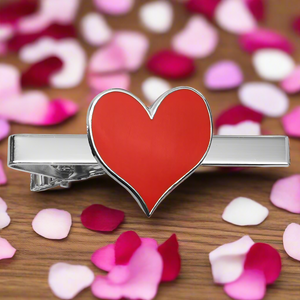 Heart tie bar with flower petals