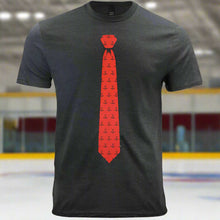 Load image into Gallery viewer, Hockey rink necktie t-shirt at an indoor hockey rink