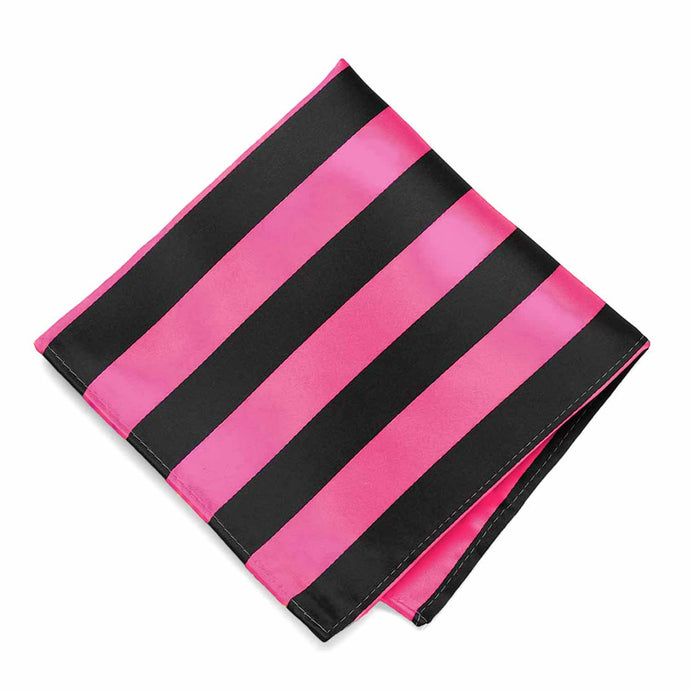 Hot pink and black striped pocket square