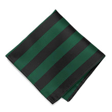 Load image into Gallery viewer, A hunter green and black striped pocket square