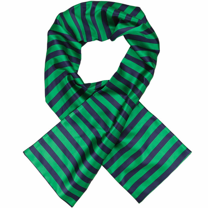 Kelly green and navy blue striped scarf